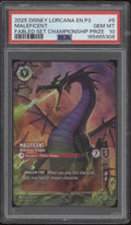 Maleficent Monstrous Dragon Disney Lorcana Fabled Set Championship Prize PSA 10