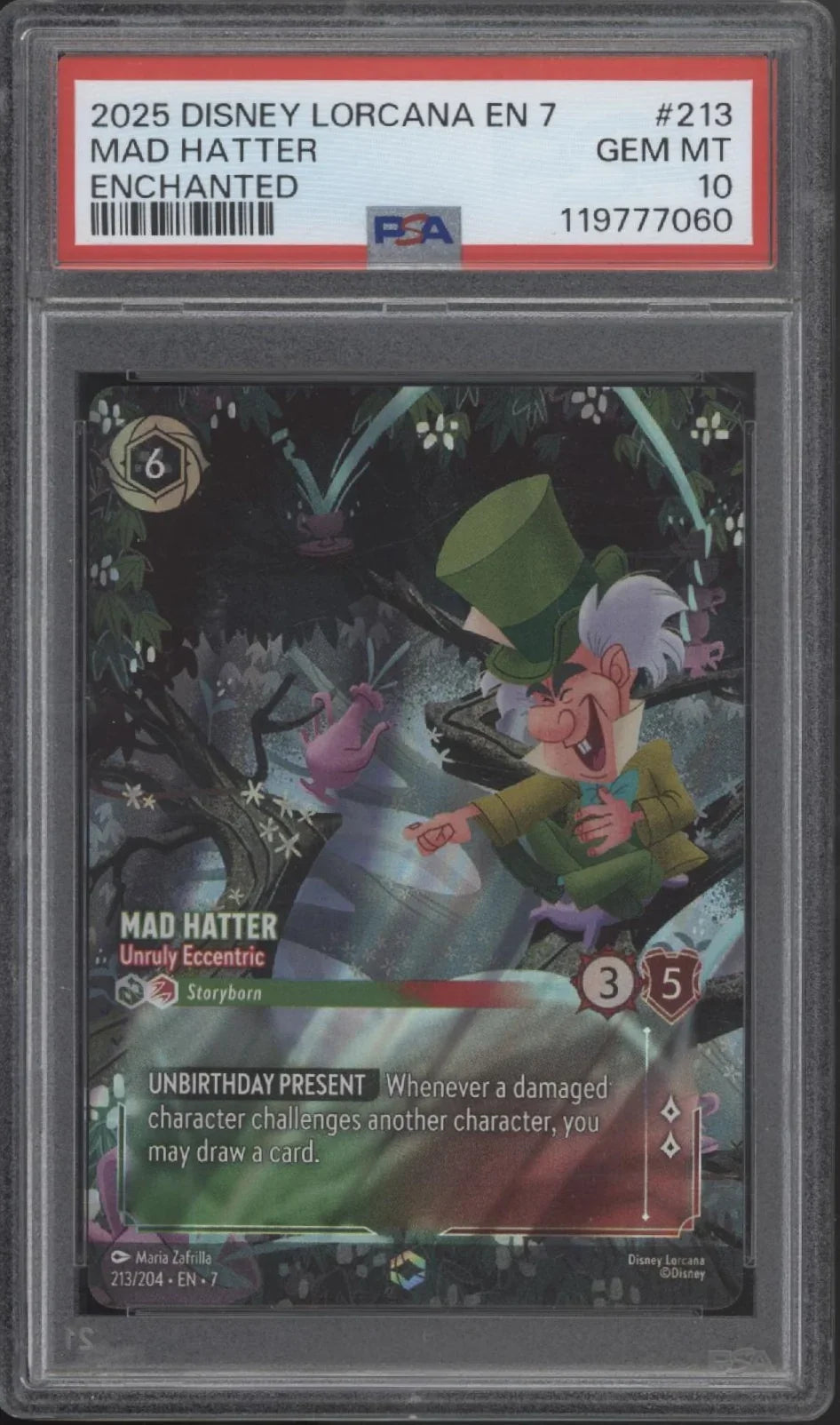 Mad Hatter Unruly Eccentric Disney Lorcana Archazia's Island Enchanted PSA 10