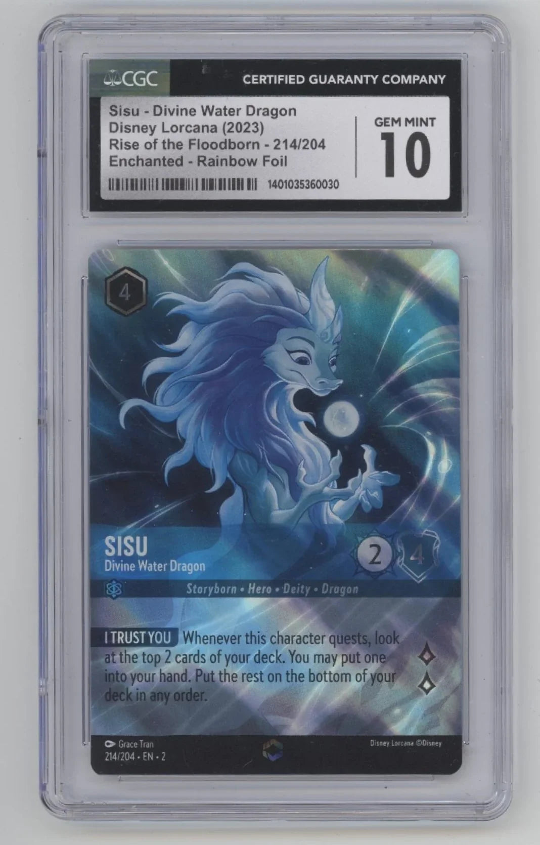 Sisu Disney Lorcana Rise of the Floodborn Enchanted Rainbow Foil CGC 10