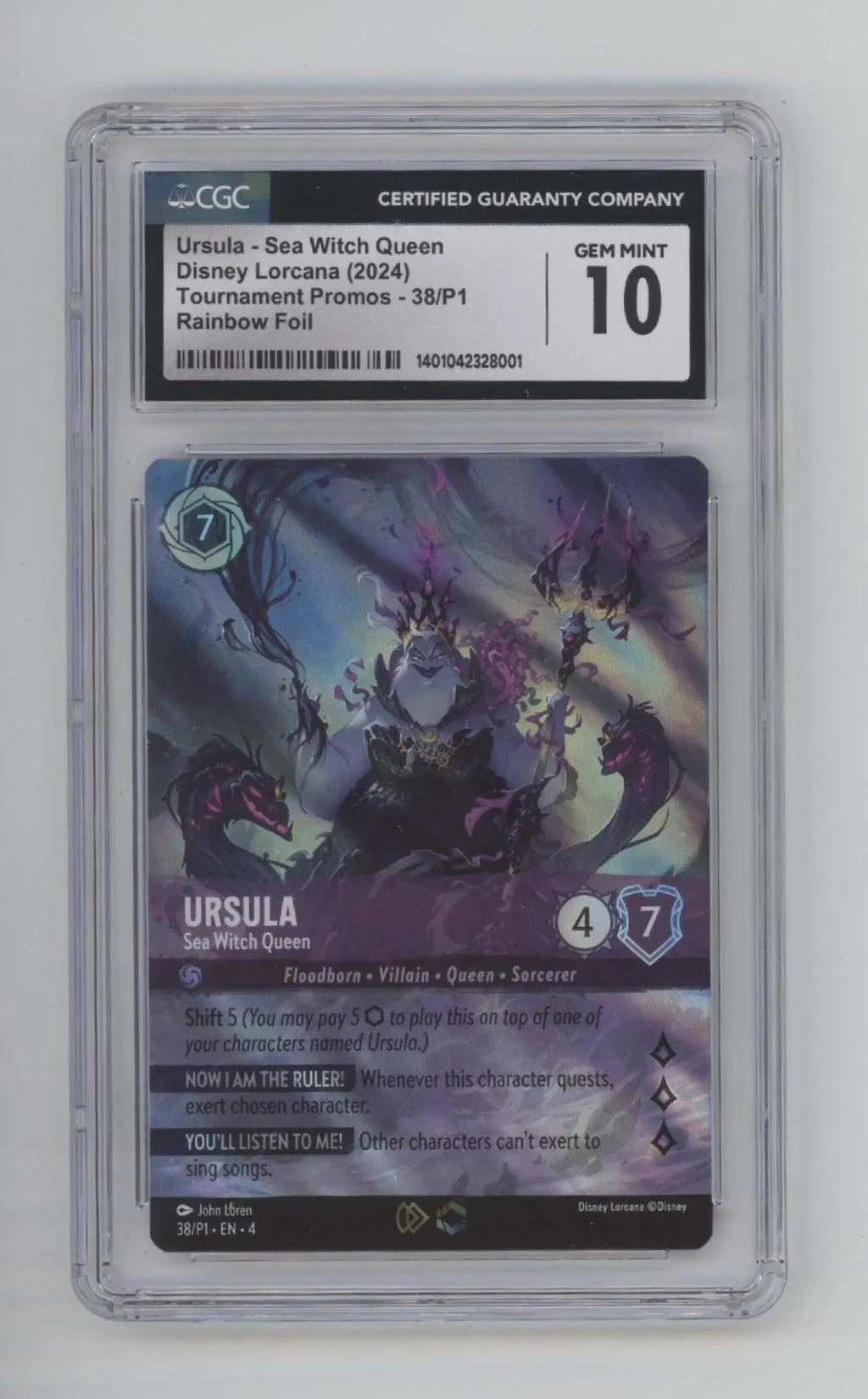Ursula Sea Witch Queen Disney Lorcana Tournament Promos Rainbow Foil CGC 10