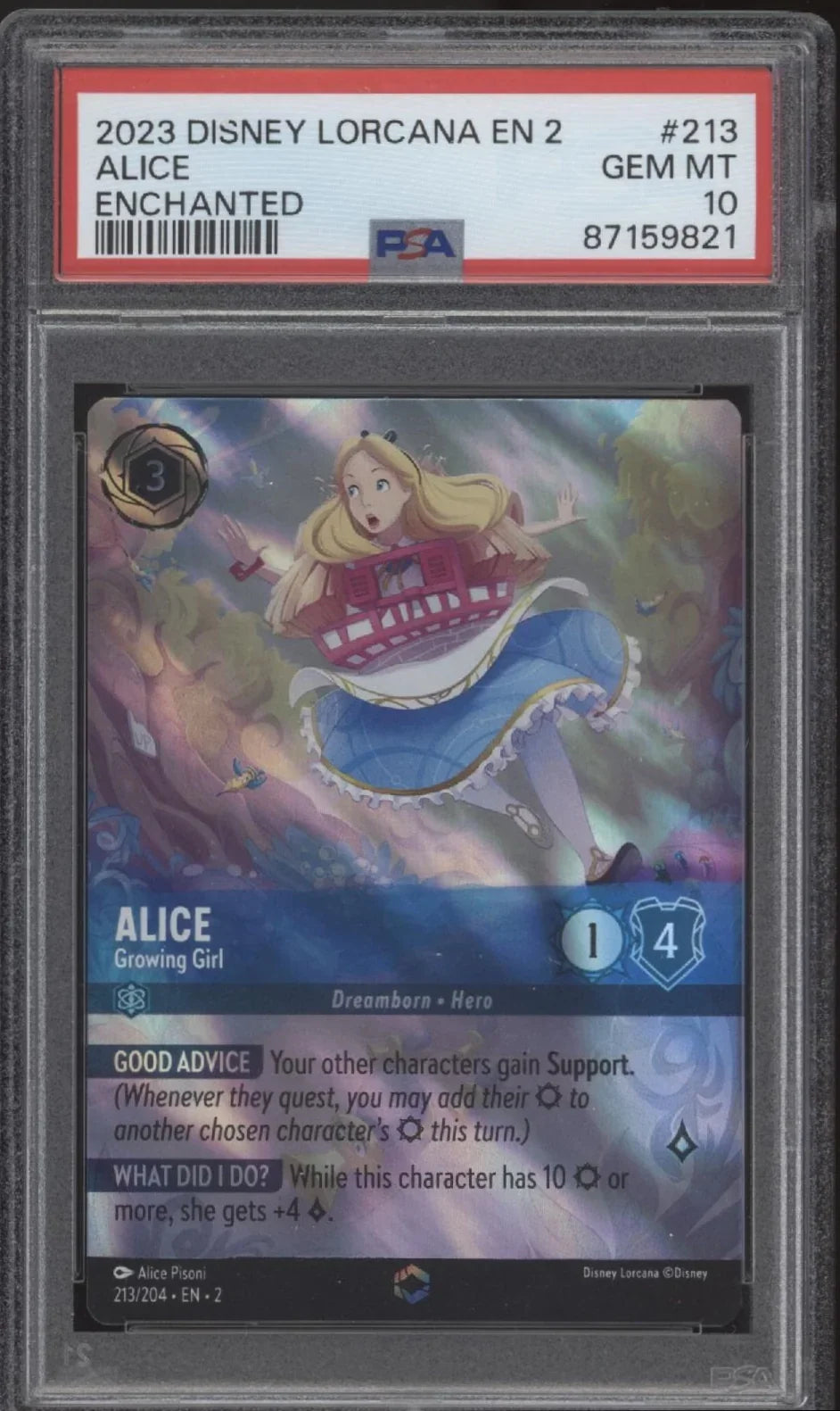 Alice Growing Girl Disney Lorcana Rise of the Floodborn Enchanted #213 PSA 10