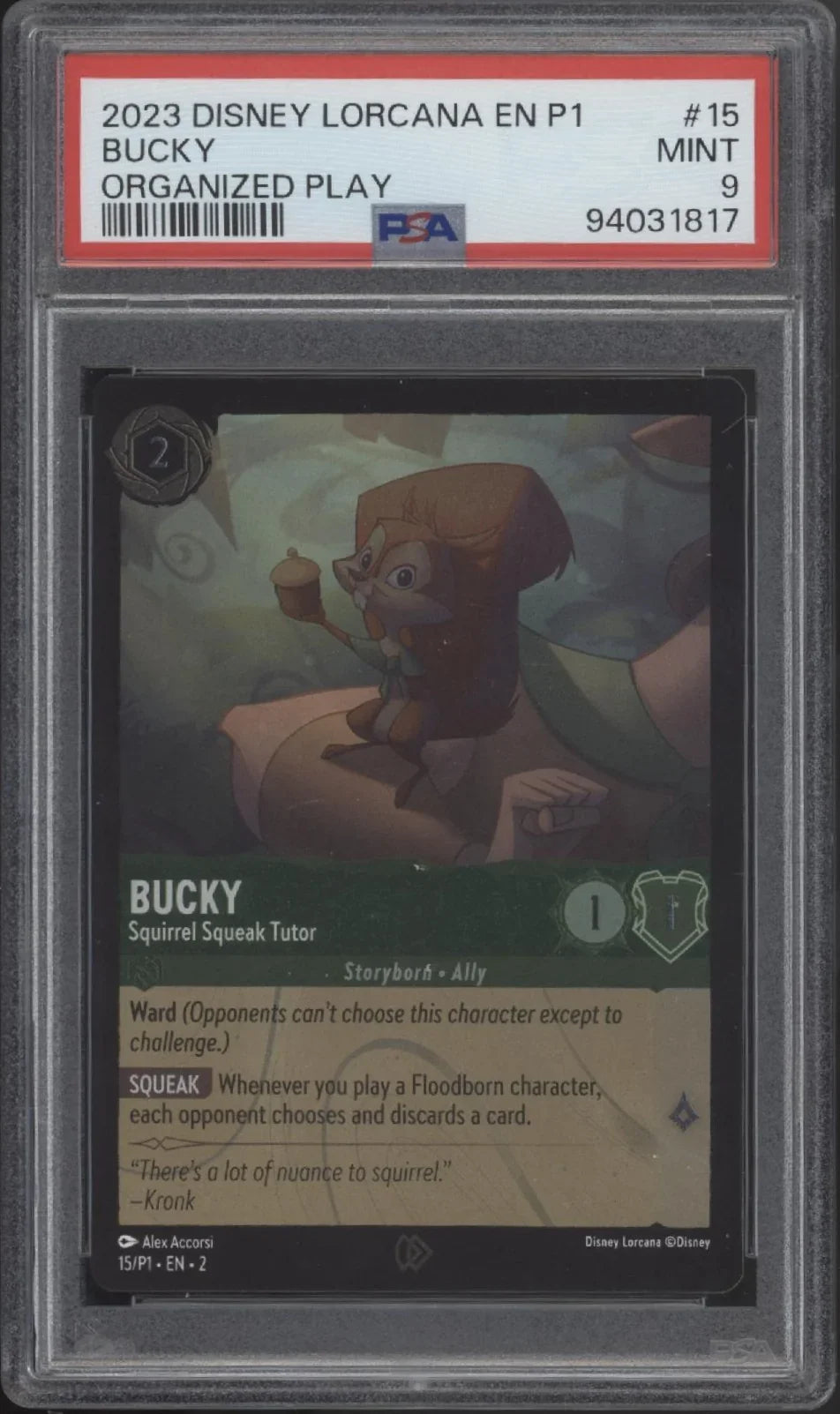 Bucky Disney Lorcana Organized Play #15 PSA 9