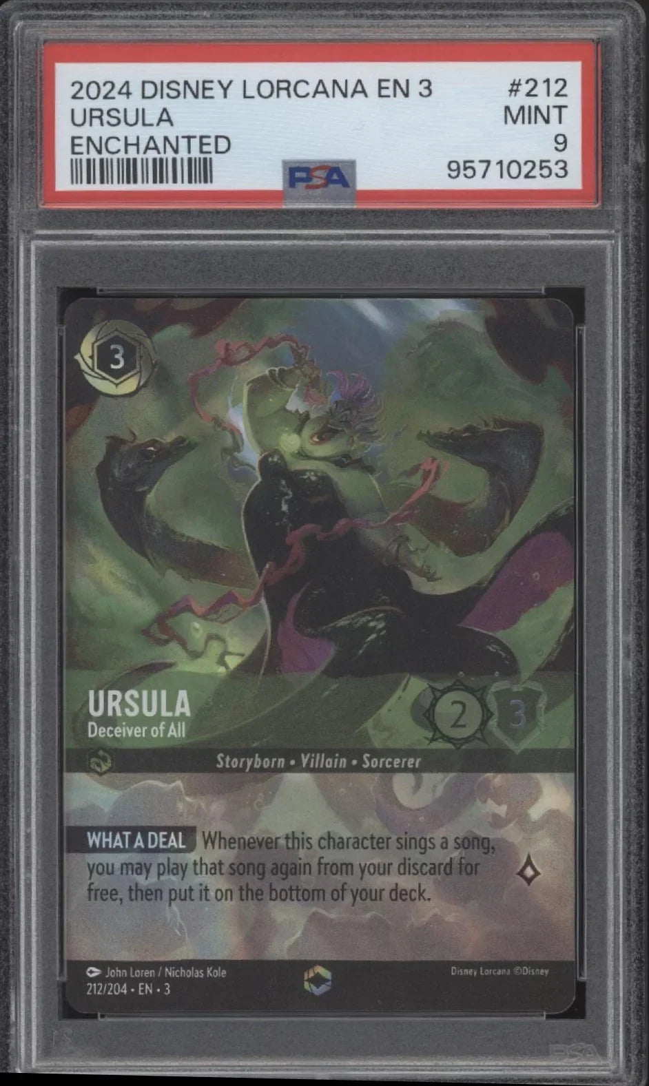 Ursula Disney Lorcana Into the Inklands Enchanted #212 PSA 9