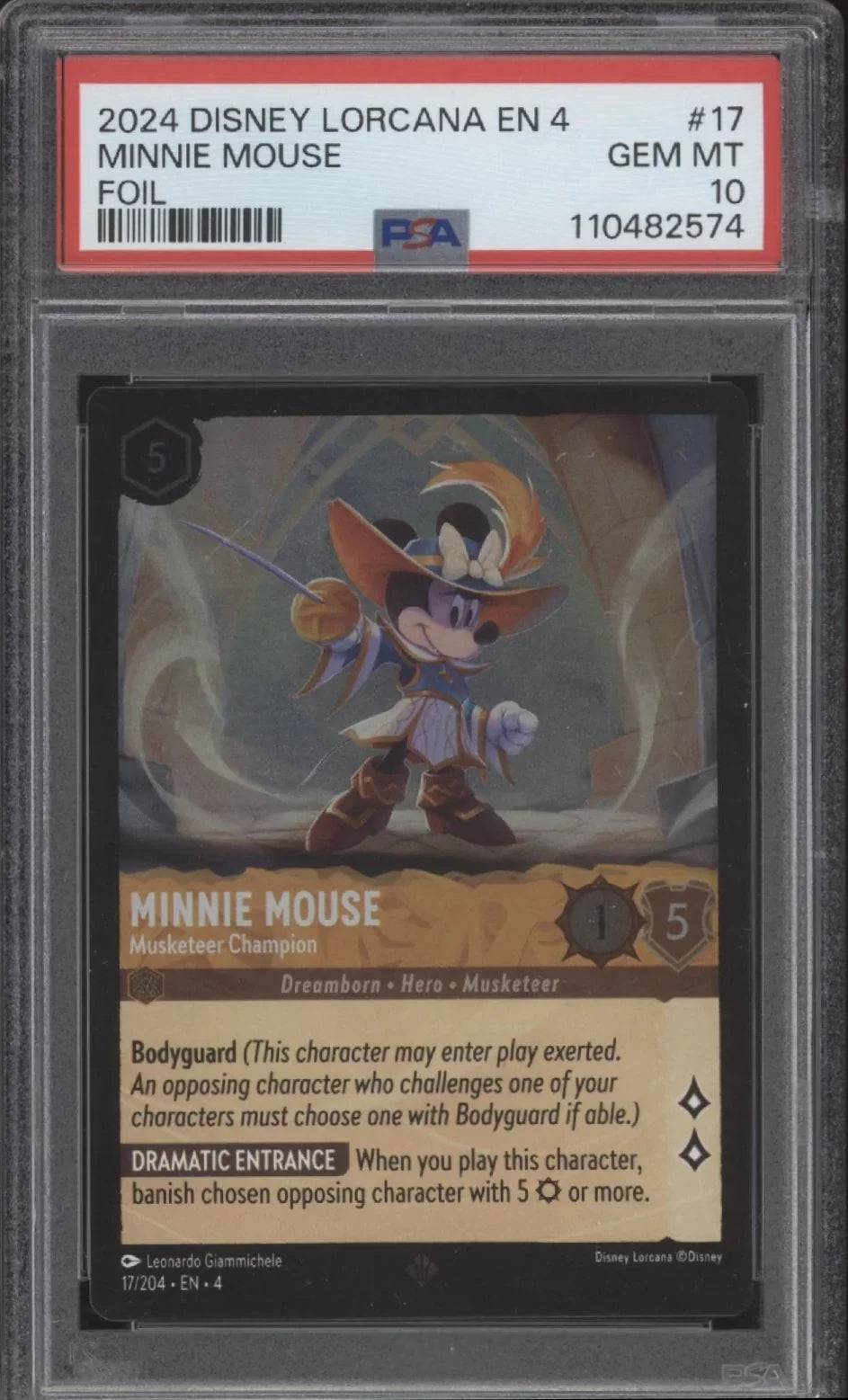 Minnie Mouse Musketeer Champion Disney Lorcana Ursula's Return Foil #17 PSA 10