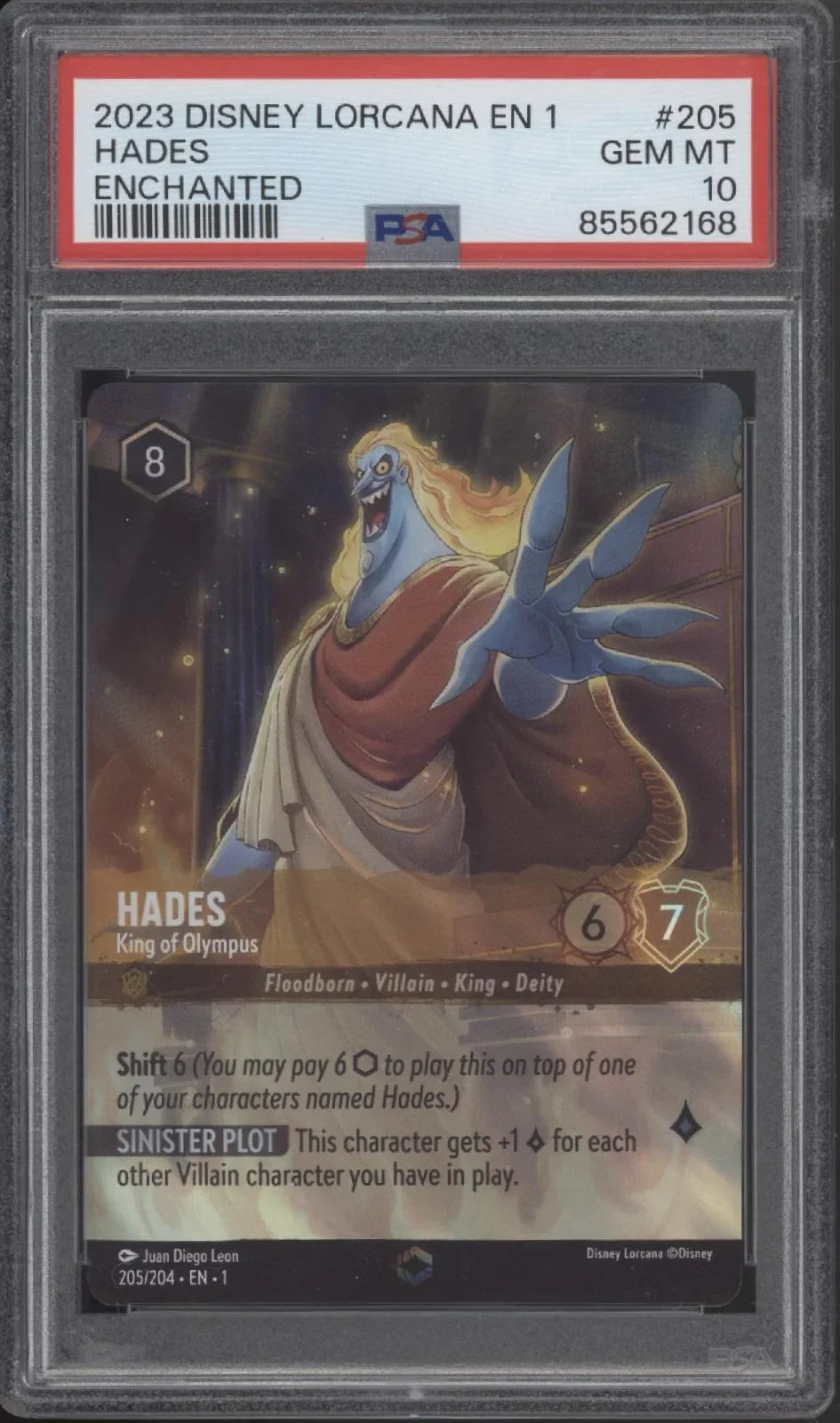 Hades King of Plympus Disney Lorcana The First Chapter Enchanted #205 PSA 10